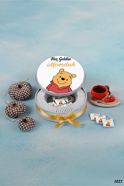 KAKAO AĞACI 100 ADET Winnie The Pooh Metal Kutu Erkek Bebek Çikolatası