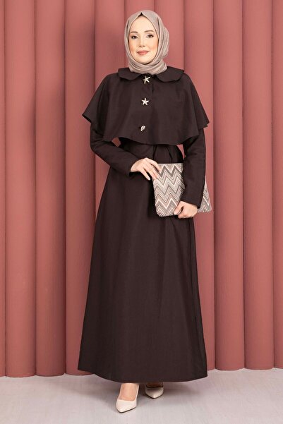 EBRUTESETTÜR Minimal Cape Detailed Lace-Up Dress Brown