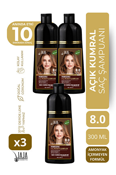Jaja Açık Kumral Light Brown Saç Şampuanı 8.0 | 300 ML x 3 Adet & Beyazlar İçin