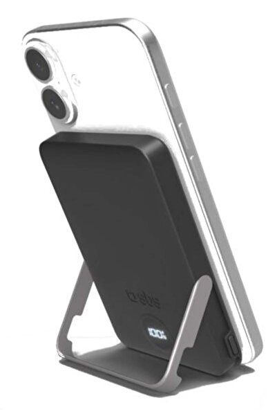 SBS Powerbank 5000 mAh Wireless Magnetic with Stand and LCD Display TEBB5000M...