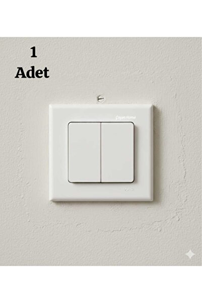 ÇEÇEN HOME ( 1 Adet) Sıva Üstü Çerçeveli Beyaz Anahtar Priz, Çift Düğmeli Pri...