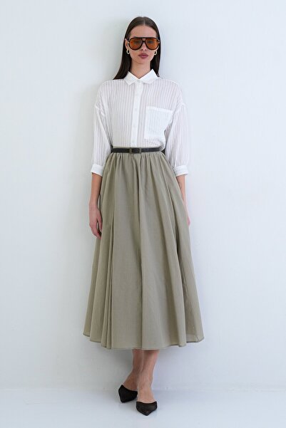 VAGGON Elastic Pocketed Midi Skirt
