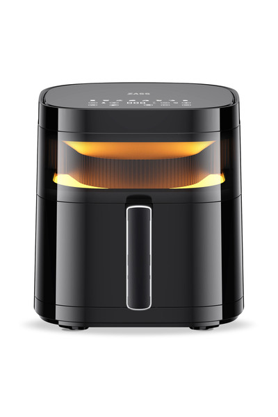 Zass Friteuză cu aer cald ZAF 18, 5,7 L, 2200 W, coș din sticlă, control digital, 9 programe, Negru