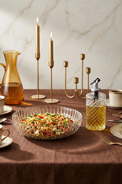 hapeed Belissa Model Yağdanlık Ve Büyük Boy Cam Salata Kasesi İkili Set