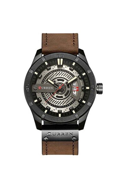 Curren men Leather Analog Watch 8301R - 45 mm - Brown
