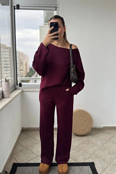 Mivida Σετ αθλητικής φόρμας Kayık Yaka Modal Claret Red Modal