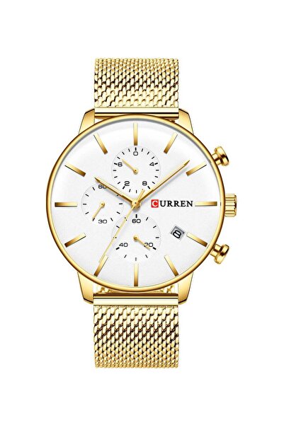 Curren Men's Chronograph Waterproof Stainless Steel Mesh Band Casual Quartz W...