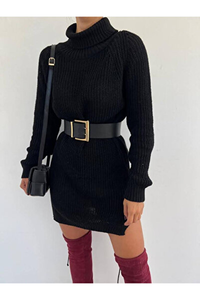 Mad Diva Pulover cu Guler Debora Negru