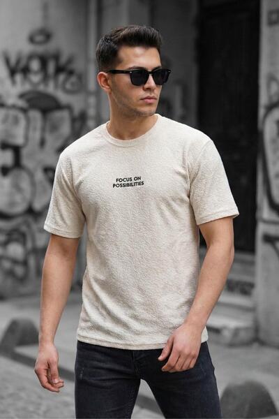 Oksit Ανδρικό T-shirt με ειδική υφή και λεπτομέρεια στάμπας σε σχέδιο μπουκλέ