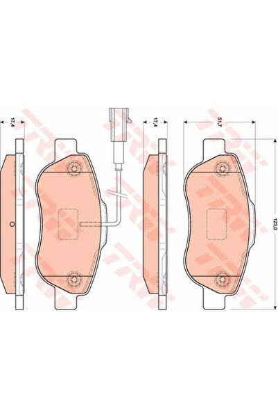 TRW Σετ τακάκια φρένων, δισκόφρενο Gdb1746 Fiat 500/500 C/Doblo Van/ευρύχωρο ...