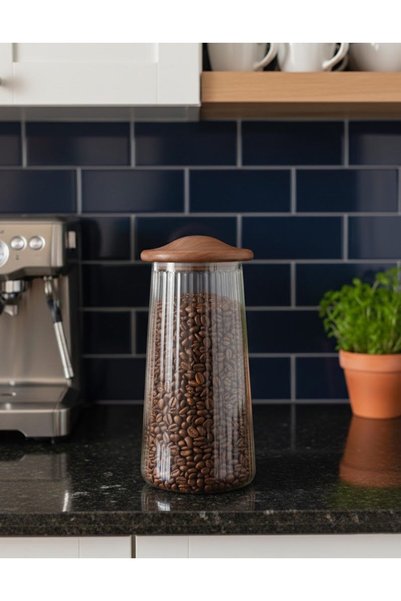 Vovo Concept 1300 ml Mushroom Series Acacia Lid Glass Jar