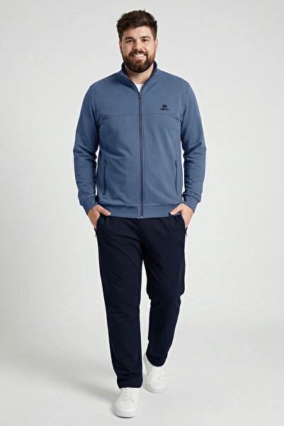 TOMMY LIFE Ανδρική φόρμα Indigo - Navy Blue με ψηλό γιακά, μεγάλο μέγεθος - 8...