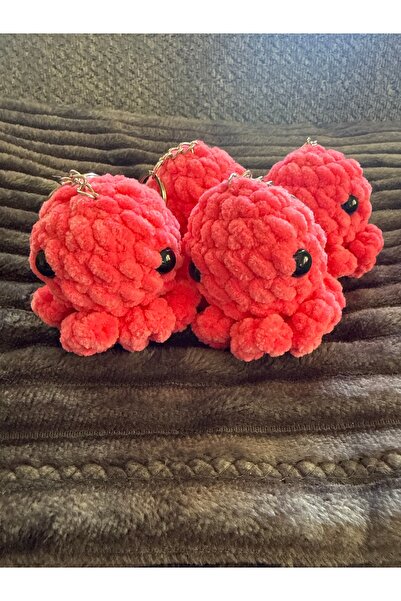 amigurumibaby سلسلة مفاتيح منسوجة من القطيفة على شكل أخطبوط أميجورومي