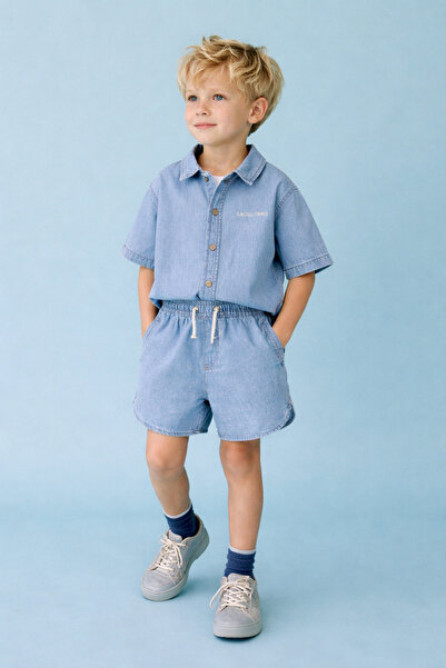 connemara Set pentru băieți, albastru deschis, din denim — Set cămașă cu mâne...