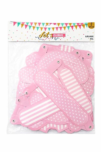 Party Ghirlandă decorativă baby girl, roz, 2 m