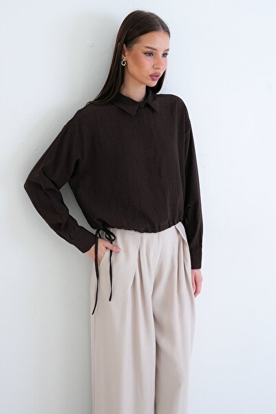 VAGGON Lace Detailed Shirt Collar Blouse