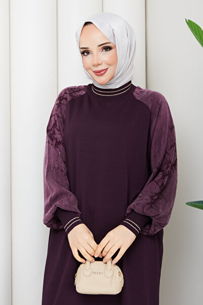 Pamuk Butik Women's Silk Kupra Glittery Stripe Detailed Mercerized Knitwear D...