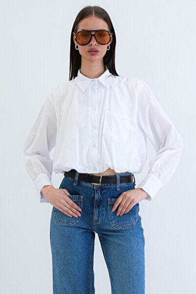 VAGGON Tek Cepli Crop Gömlek