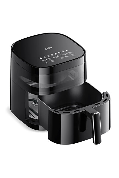 Zass Friteuză cu aer cald ZAF 18, 5,7 L, 2200 W, coș din sticlă, control digital, 9 programe, Negru