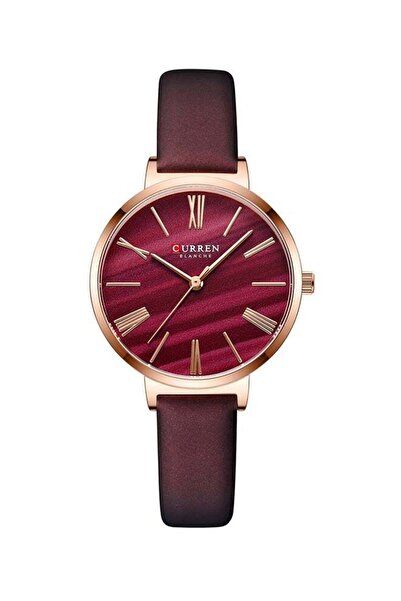 Curren ساعة نسائية أنيقة مقاومة للماء بسوار من الجلد الطبيعي، تعمل بحركة كوار...