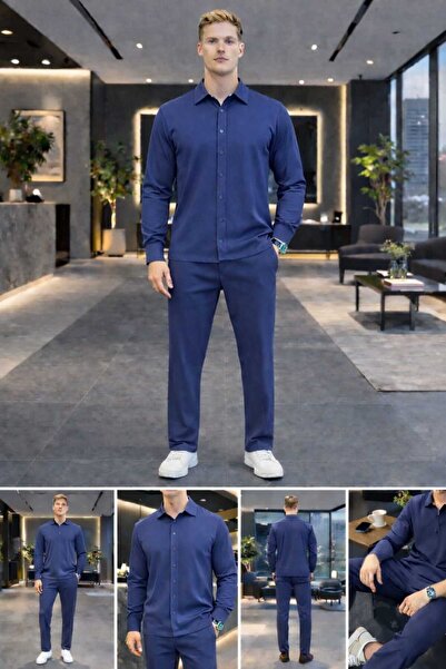 BRLKN Men's Long Sleeve Shirt Tracksuit Ottoman Set