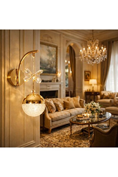 Mikro Aydınlatma Modern Dekoratif Salon Yatak odası Otel Duvar Ledli Gold Kap...