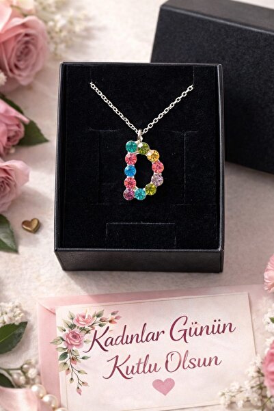 Furtek Aksesuar Rengarenk Minimal Harf Kolye Çelik Zincir D Harfli Kolye Renk...