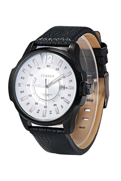 Curren men Water Resistant Leather analog Watch 8123 - 45 mm - Black
