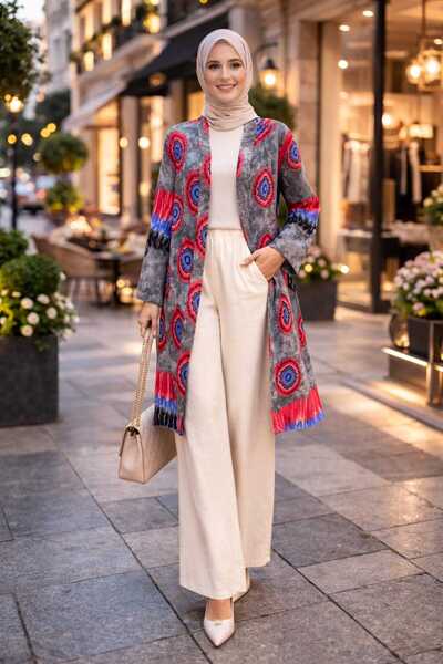 forte bella Ethnic Pattern Trend Maxi Belted Kimono
