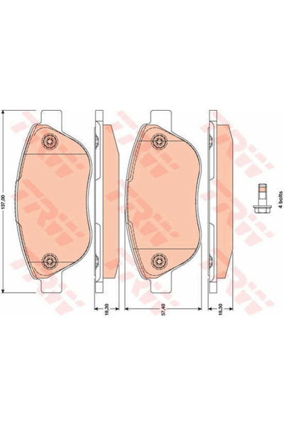 TRW Set plăcuțe de frână, frână cu disc GDB1750