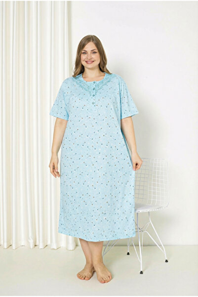 SEBOTEKS 100% Cotton Short Sleeve Plus Size Mother's Nightgown 586