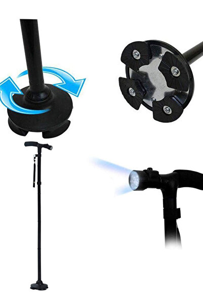 Generic Five-Section Folding Crutch with LED Light, Adjustable Telescopic Wal...