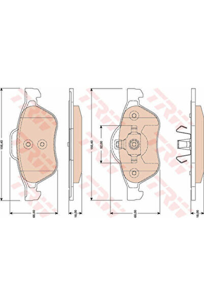 TRW Σετ τακάκια, δισκόφρενα GDB1787