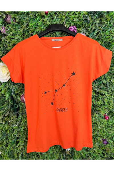 Mad Diva Tricou Orange din Bumbac, Zodiac