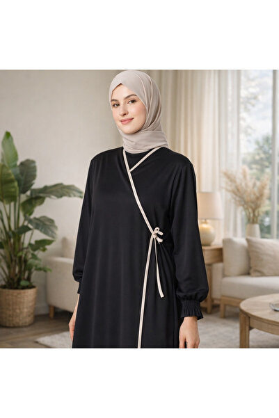 sevateks Kruvaze Yaka Biyeli %100 Pamuk Önden Bağlamalı Namaz Elbisesi