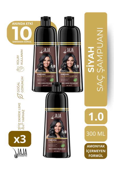 Jaja Black Hair Pigment Shampoo 1.0 |   300 ml X 3 Pieces & Contains Vitamins