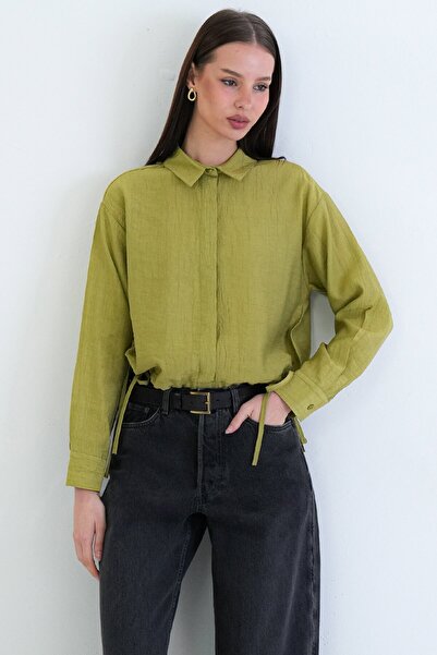 VAGGON Lace Detailed Shirt Collar Blouse