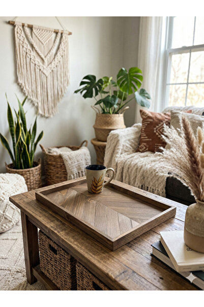 woodalbuba صينية تقديم خشبية للمطبخ مزخرفة