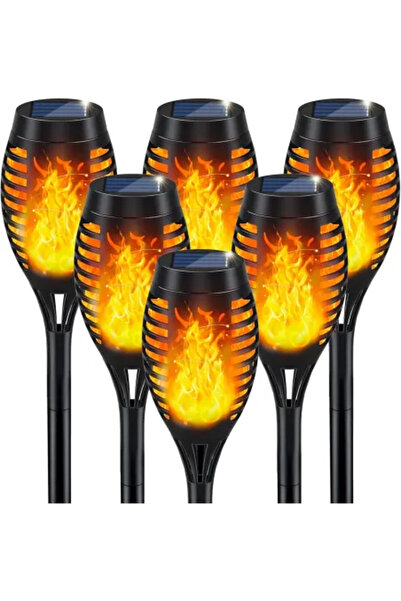 Generic Set of 4 solar torch lamps with flame effect 51 cm
