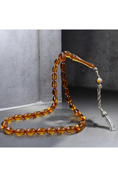 İnan Tesbih Honey Color Fire Amber Barley Cut Prayer Beads