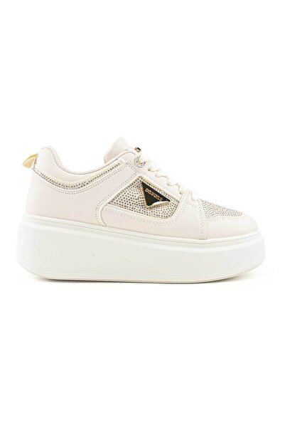 Tmall Women's Sports Shoes,-Leather with Rhinestones, D1470, Beige