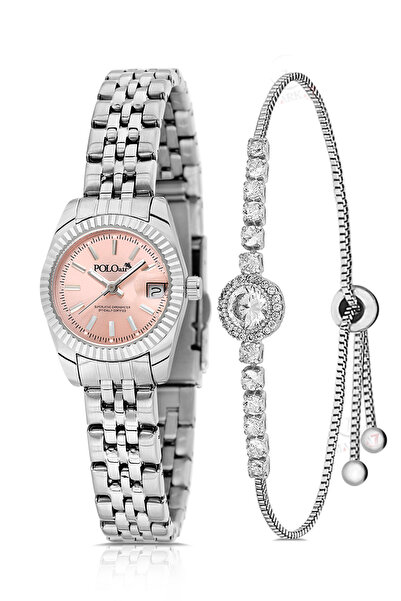 Polo Air Women Wristwatch with Calendar Zircon Stone Round Bracelet Combinati...
