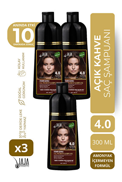 Jaja Açık Kahve Light Brown Saç Pigment Şampuanı 4.0 | 300 ML x 3 Adet & Vita...