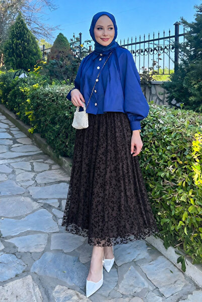 comstar Ženska premium udobna Sa deznom smeđa duga Til hijab suknja