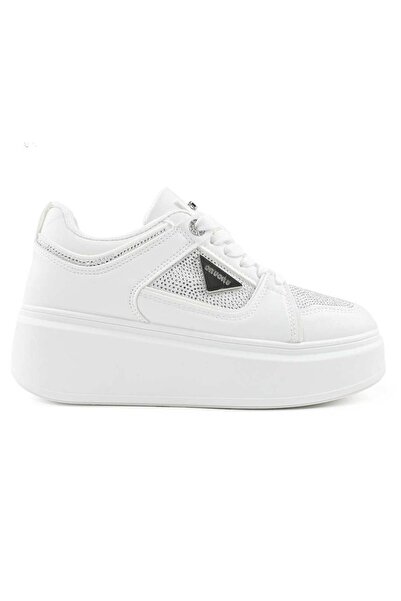 Tmall Women's Sports Shoes, -Leather with Rhinestones, D1470, White