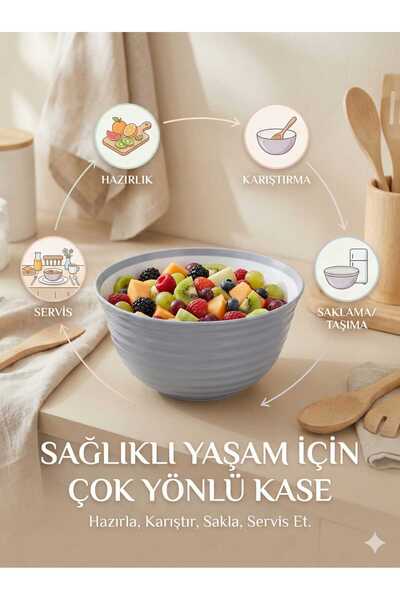 LOVYCO Kırılmaz Derin Karıştırma Kabı - Tırtıklı Yüzey Hamur Yoğurma ve Salat...