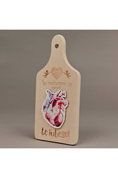LimArt Personalized wooden chopping board with heart, 23 cm x 9.5 cm