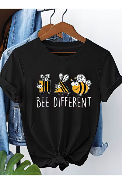 CACTUS COLLECTION ЧЕРНА ТЕНИСКА С ПРИНТ НА ПЧЕЛА