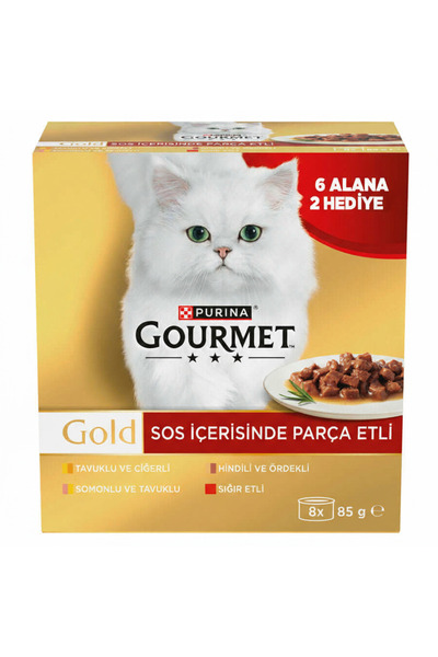 Gourmet Gold Box Sos İçerisinde Parça Seri Kedi Yaş Maması 85 Gr x 8 Adet ( 8...