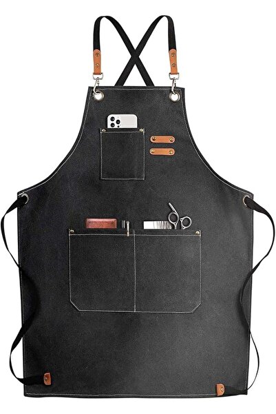 Arabest Chef Apron,Canvas Cross Back Work Apron with 3 Large Pockets,Water-Re...